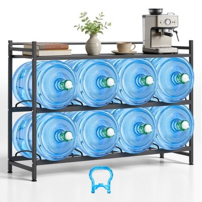 VEVOR Water Jug Holder 3 Tiers Water Bottle Holder 8 Bottles with Storage Shelf