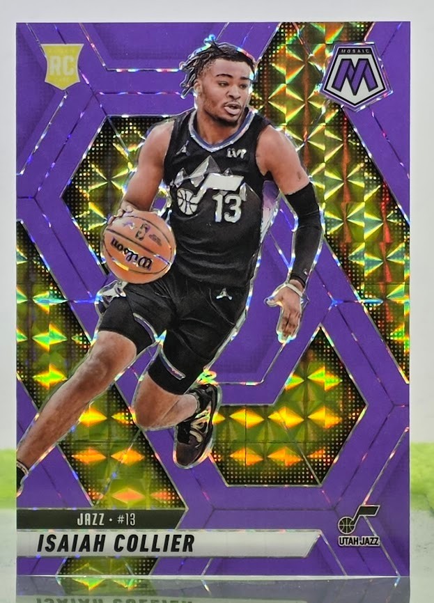 2024-25 Mosaic Isaiah Collier Purple Fluorescent #222 037/249 Utah Jazz Bookend