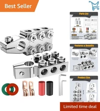 12-Way Battery Terminal Clamps Heavy Duty Top Post Connectors for SAE/DIN/EN