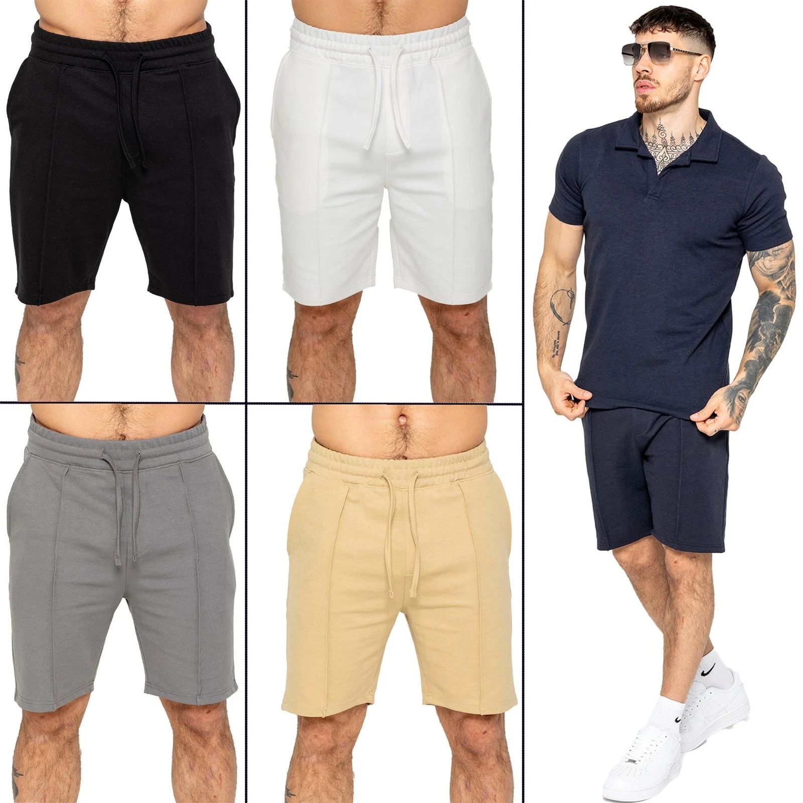 Enzo Mens Shorts Elasticated Stretch Summer Lightweight Half Pants All UK Sizes