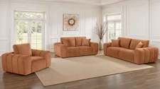Coaster Burnett 3-piece Chenille Upholstered Sofa Set in Burnt Orange