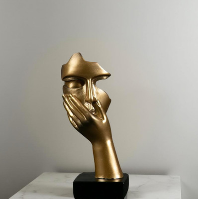 Deko Skulptur Abstraktes Gesicht - Hand & Gesicht, Goldfinish