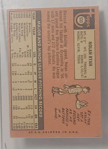 1969 Topps #533 Nolan Ryan - Picture 3 of 4