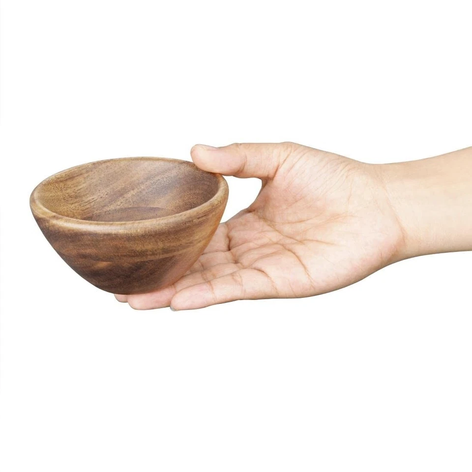 Cuenco de madera de acacia 100x50 mm resistente duradero fácil de limpiar elegante hotel restaurante Foto 2 de 4