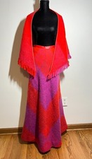 VTG Lena Rewell Finland Red/Purple Wool Shawl and Long Skirt XS/S Stunning 