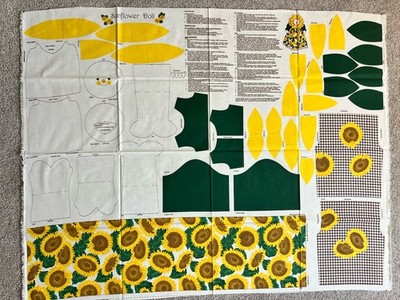 Vintage Cut N Sew Sunflower Doll Fabric Springs Industries NEW