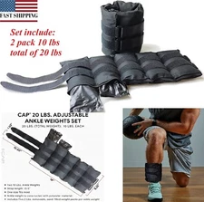 20lbs Adjustable Arm Leg Weights Wrist Ankle Exercise Gym Workout Training Black