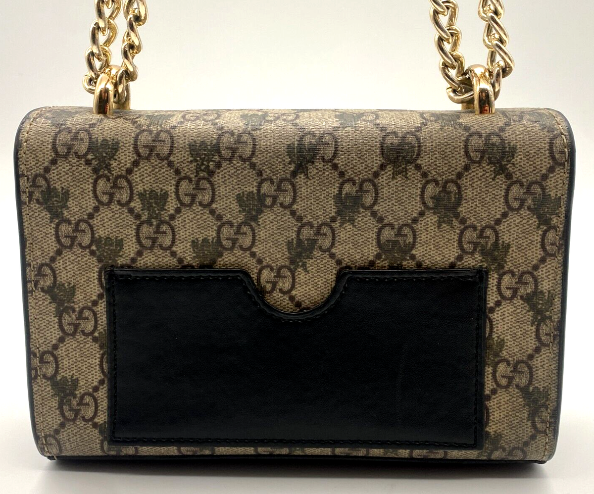 GUCCI 409487 GG Supreme BEE Leather Coated Canvas Small GUCCI 409487 GG Supreme BEE Leather Coated Canvas Small