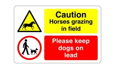 SAFETY FIRST DISPLAY LTD Please keep dogs on lead horse sign - PVC, Sticker or Diabond