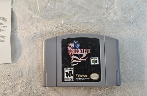 OEM Nintendo 64 N64 RESIDENT EVIL 2 Game Cartridge WORKING w Manual & Box(poor) - Picture 2 of 7