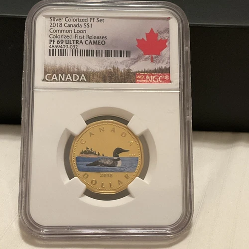 2018 Canada 1 Dollar Silver Colorized PF Set Common Loon PF69 UCAM NGC