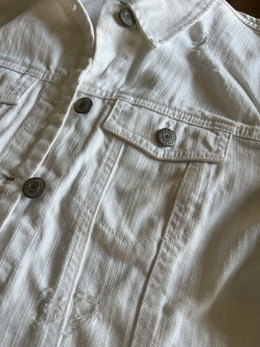 Old Navy Stretch White Long Sleeve Button Up Denim Jacket Women's Size S NWT - Picture 3 of 14