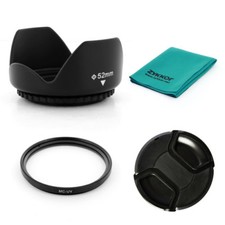 52mm LENS HOOD MCUV CAP AND CLOTH for Nikon D3000 D3100 D5000 D5100, NEW