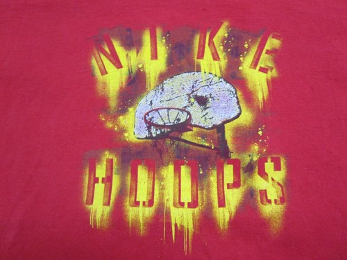 Vintage Nike Hoops T Shirt (XL) Youth Kids Fire Logo 90s Y2K Basketball Flames - Picture 4 of 8