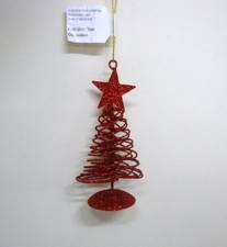 6 New Red Glitter Tree 4" Christmas Decorations Xmas Tree Ornaments DEAL