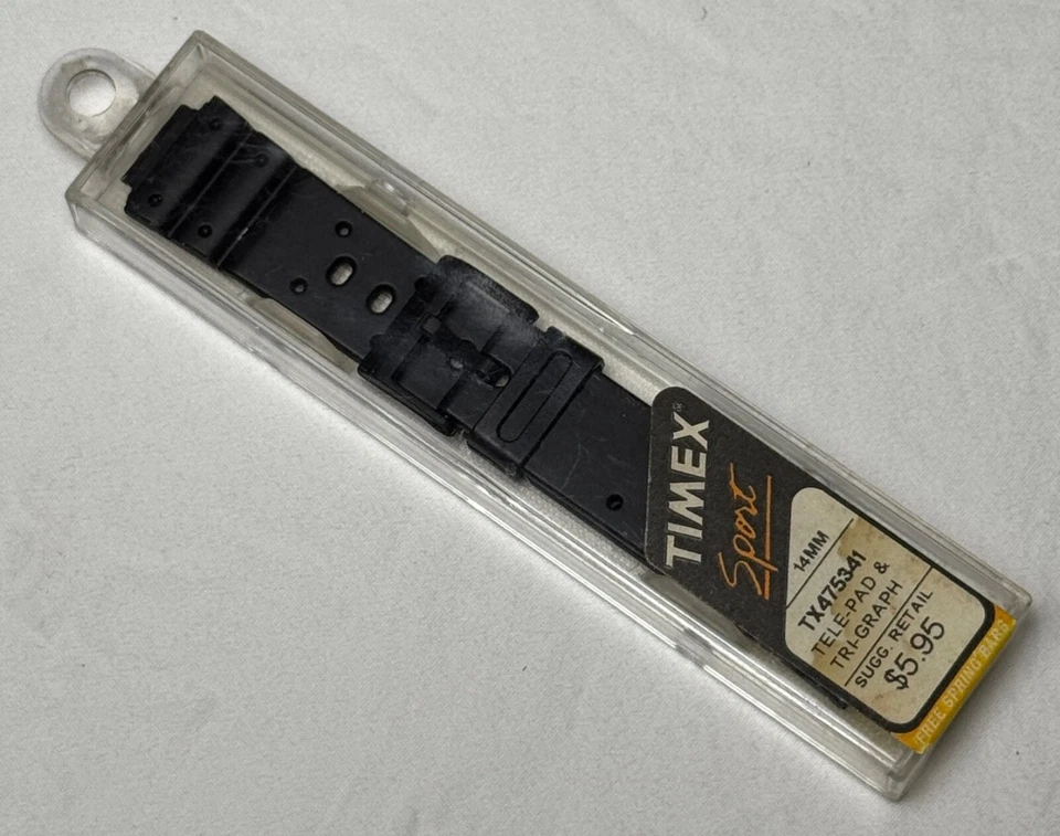 14mm Vintage TIMEX SPORT Tele-Pad & Tri-Graph Watch Band - Black -NEW OLD STOCK! - Image 4 of 4