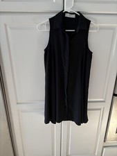 Amanda Uprichard 100% Silk Sleeveless Button down Dress- Black - Size S