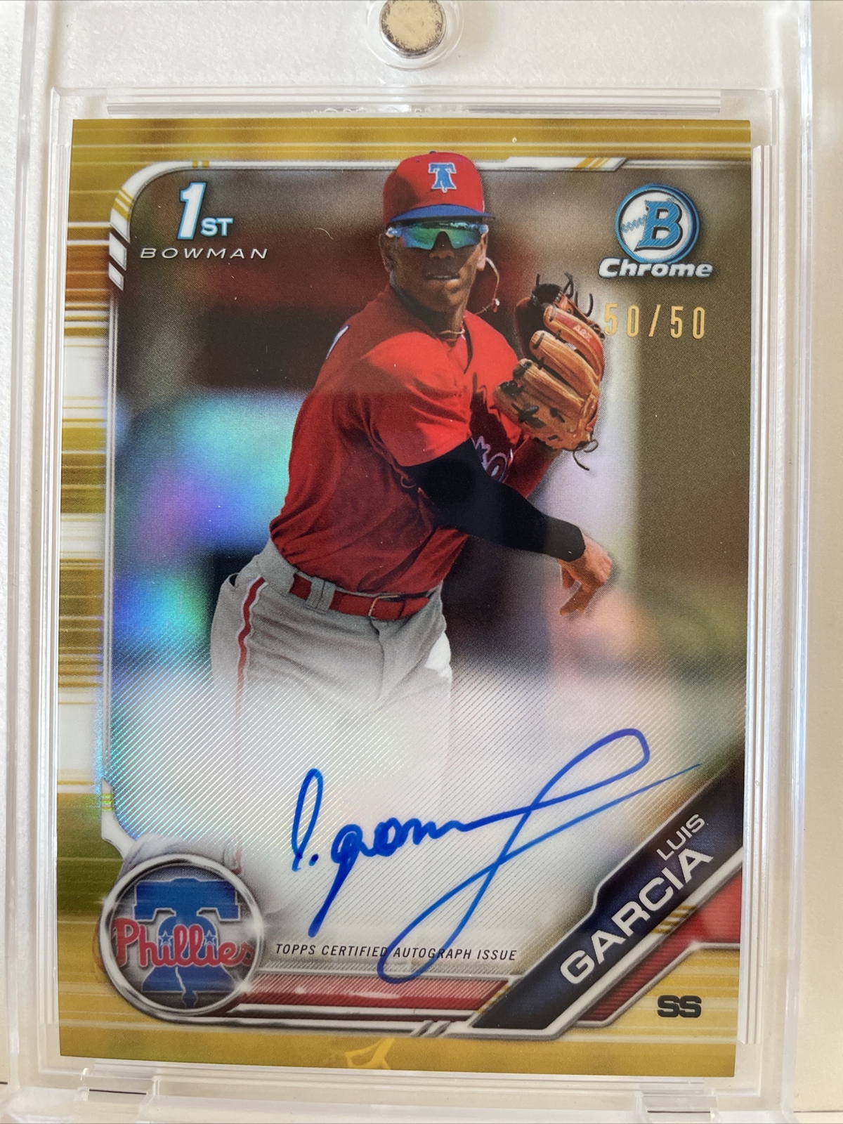 LUIS GARCIA AUTO 1st 2019 Bowman Chrome Autograph GOLD REFRACTOR #/50 Rookie RC