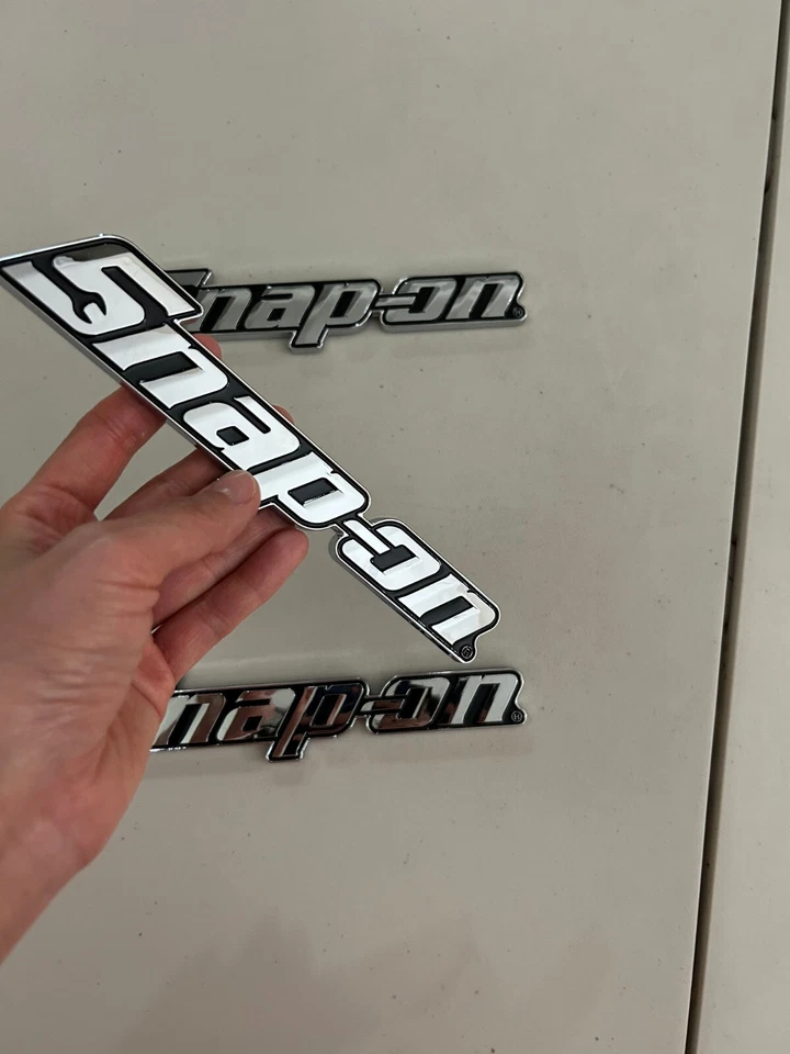 3PCs SNAP-ON TOOL BOX LOGO EMBLEM Chrome Silver Badge Decal 8" INCH LONG - NEW - image 2 of 4