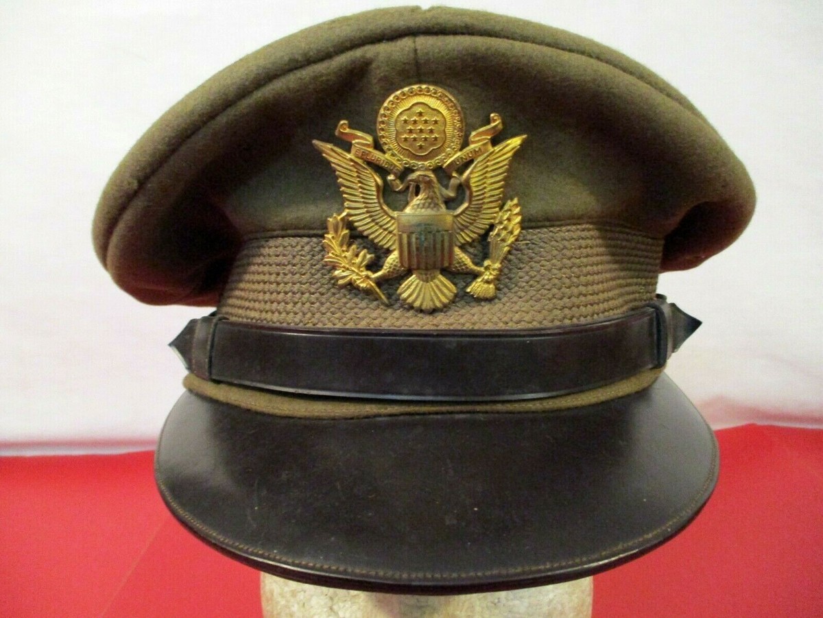 post-WWII US Army Officer's Green Winter Service Visor Cap or Hat