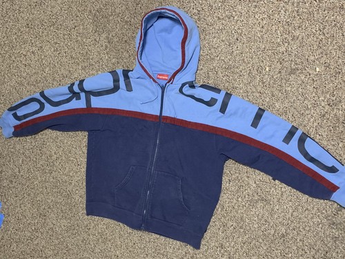 supreme big logo paneled zip up