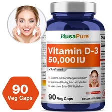 NusaPure Vitamin D3 50,000 IU 90 Veggie Capsules (Non-GMO)