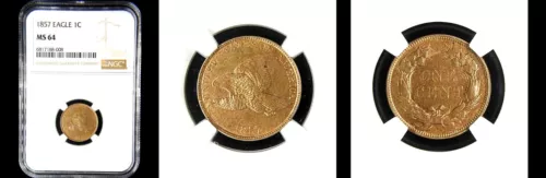 1857 1C NGC MS64- PQ FLYING EGLE SMALL CENT---