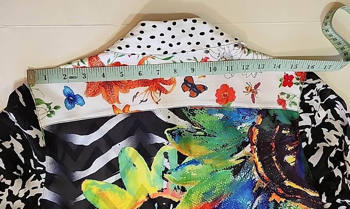 John Mark Vibrant Patchwork Print Point Collar Ro… - image 12