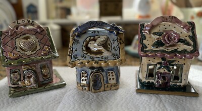 Three BLUE SKY Houses LOVE  JOY  PEACE ~ See Description