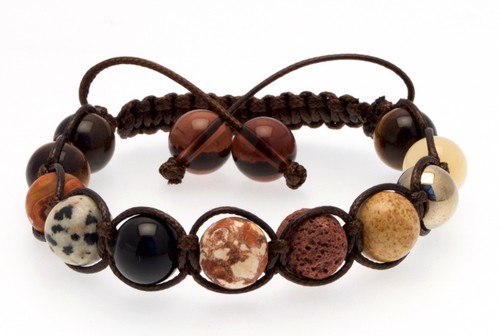 Shamballa Gemstone Bracelet Agate Yellow Jade Dalmatian Picture Jasper Pyrite UK - Picture 4 of 7