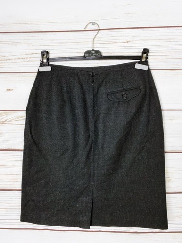 Casual Corner Womens Skirt Size 10 Gray 100% Wool Back Zip Pocket & Slit Career - Picture 4 of 7
