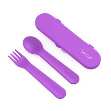 Kids Utensil Set Reusable Plastic Fork Spoon  Storage Case Bpafree Materials Ea