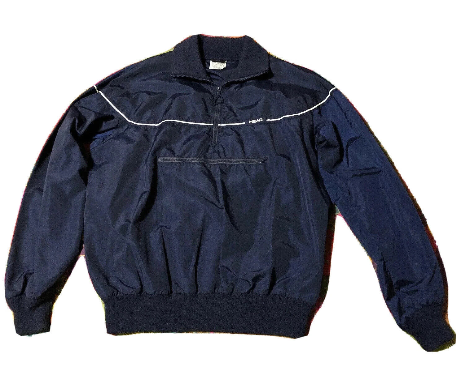 Vintage Head USA Ski Windbreaker 1/4 Zip Pullover Navy Blue Unisex S/M Outerwear