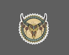 Bull Skull Sticker Turquoise Waterproof Country Western Gift NEW