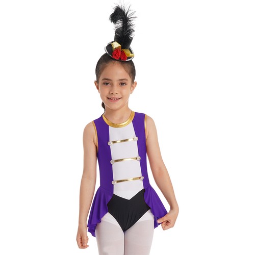 Girls Sleeveless Dance Leotard Circus Ringmaster Cosplay Fancy Dress Halloween - Picture 46 of 61