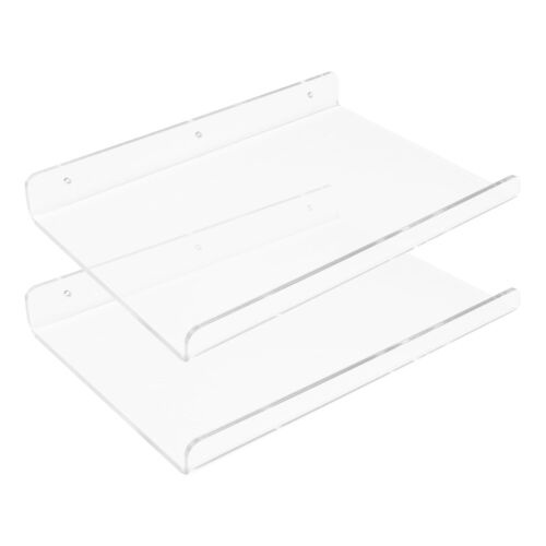 2PCS Clear Acrylic Floating Shelves Wall Mounted Display for Bathroom & Kitchen