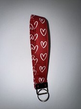 Valentine  s Key Fob Fabric Hearts Key Chain wristlet Wrist Lanyard Strap Ring