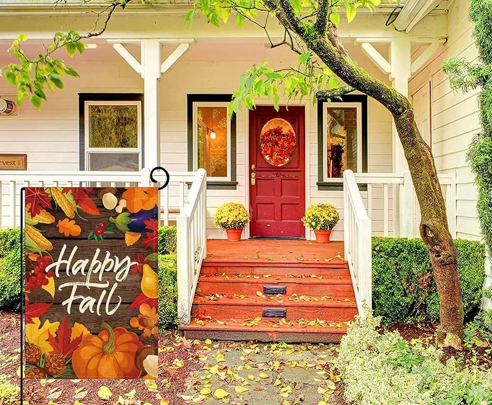 Флаг осеннего сада счастливая осень осень урожай флаг двусторонняя тыква 12 x 18 дюймов - Изображение 2 из 4