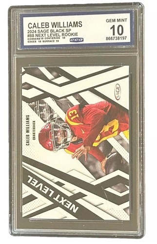 Caleb Williams Graded True Gem Mint 10 -2024 Sage Black SP Next Level Rookie RC - Picture 2 of 3