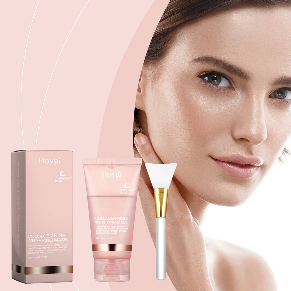 Collagen Night Wrapping Mask 75g / 2.65oz Overnight Care Mask Cream With Brush - Image 3 of 4