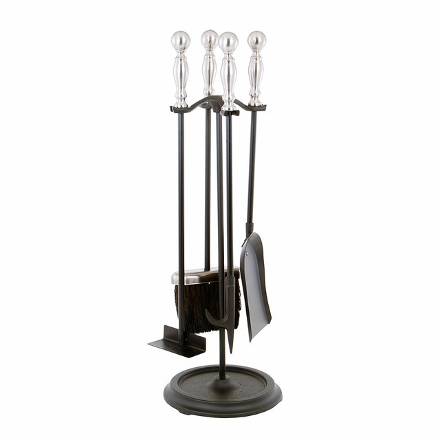 24" 5piece Mini Black & Chrome Fireplace Tool Set eBay