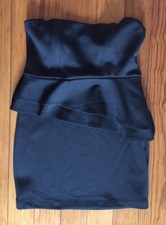 Womens LITTLE BLACK STRAPLESS DRESS Peplum Waist XXI Black Forever 21 SIZE M