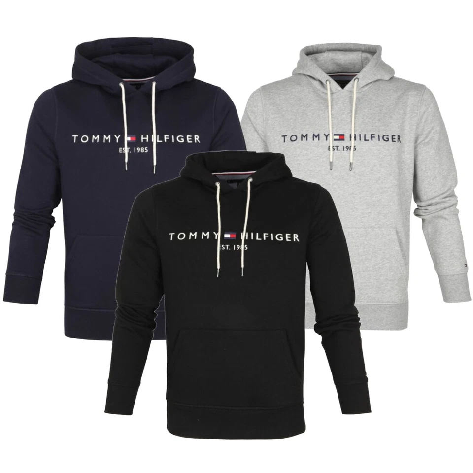 Tommy Hilfiger Men's Hoodie Fleece Lined Logo Sleeve Pullover Hooded Sweatshirt