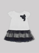 100 Mayoral Kid's Girl's White Short Sleeve Regular Fit Day Dress Size 24M