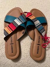 Rowdy Crowd Sandals Serape Turquoise Size 7