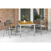 Merxx 5Tlg. Silano Set, 4 Stapelsessel, 1 Tisch 150 X 90 Cm, Silber/Natur