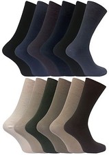 6 Pack Mens Coloured Thin Wide Ribbed 100 Cotton Rich Non Binding Casual Socks