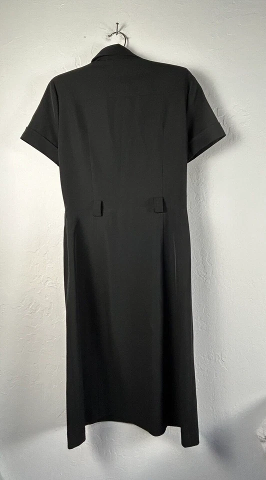 Vestido recto vintage Barneys Newyork para mujer mediano negro manga corta cinturón midi Foto 2 de 4
