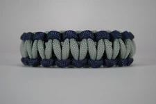 550 Paracord Survival Bracelet Cobra Navy Blue/Silver "Made in the USA"