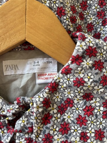 Zara Floral Tiered Collared Dress Girls 104 4 $69 - Picture 4 of 4